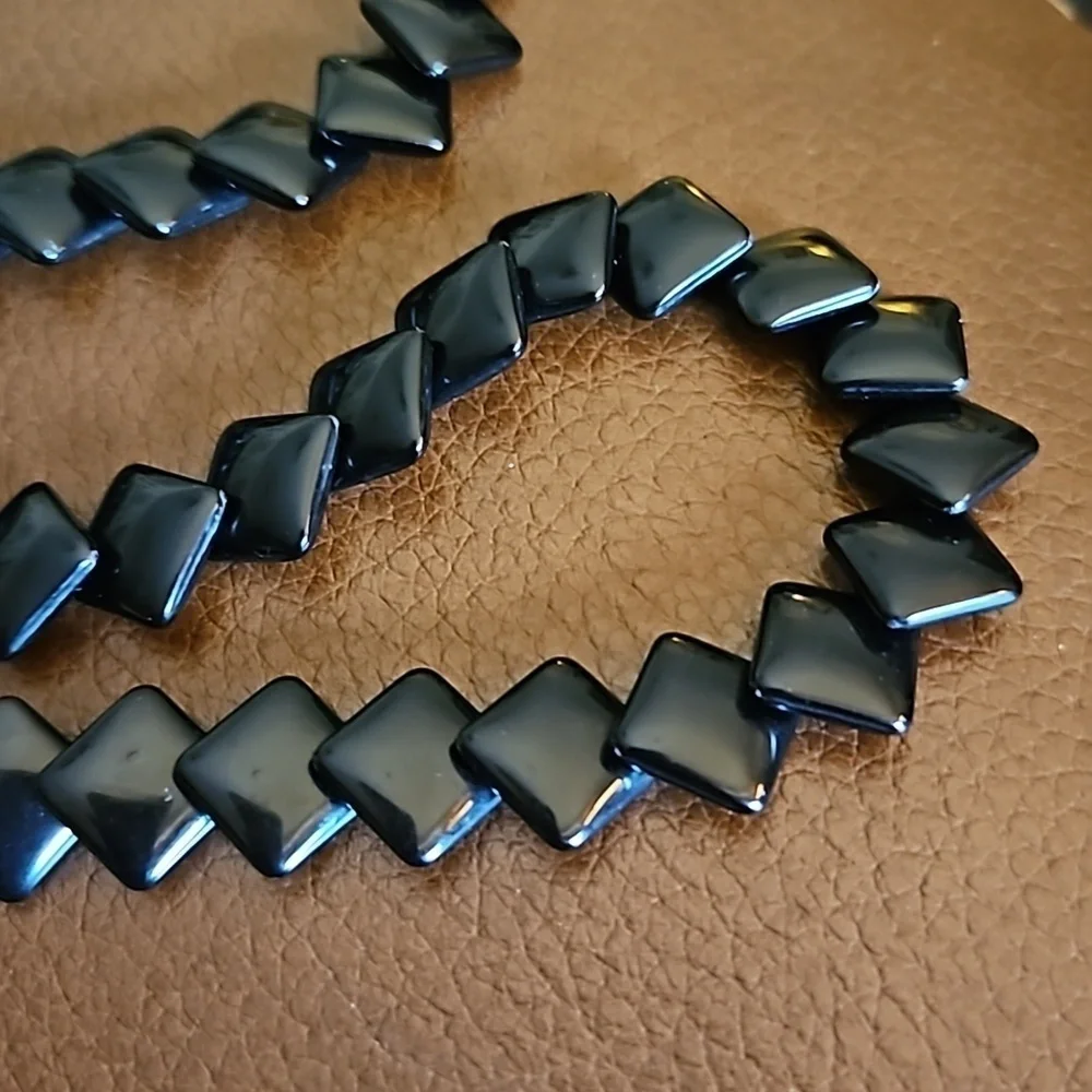 VTG TRIFARI Black Square Acrylic Beaded Collar Necklace